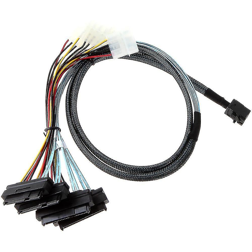 Internal Mini Sas Sff-8643 To (4) 29pin Sff-8482 Connectors With Sata Power， 1m / 3.3ft