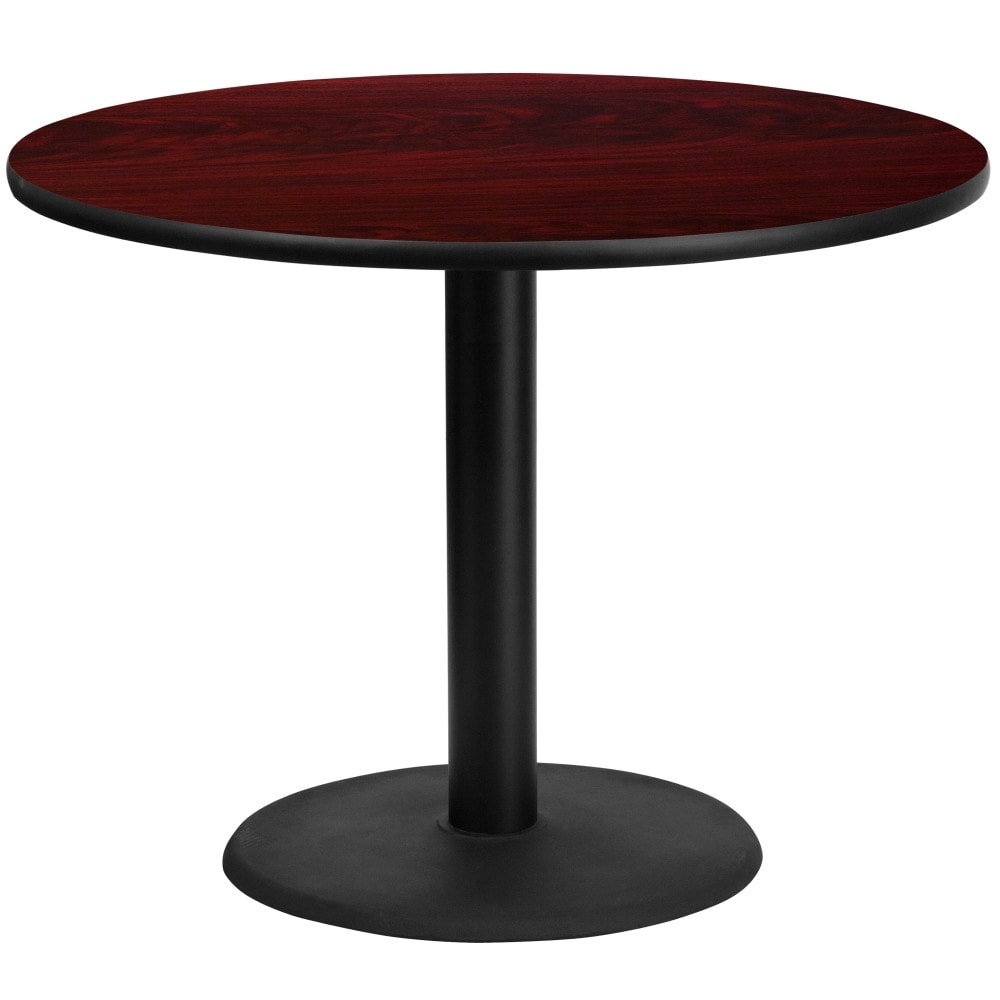 42'' Round Laminate Table Top with 24'' Round Table Height Base   Mahogany