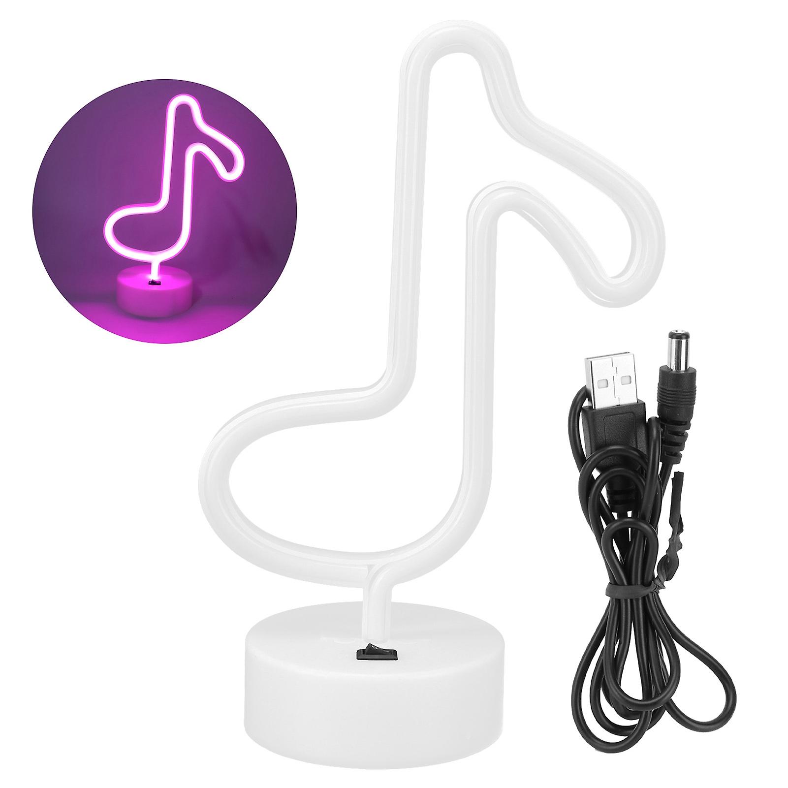 Desktop Neon Light Unique Music Note Shaped Night Lamp Home Bedroom Kids Room Table Decorationpink