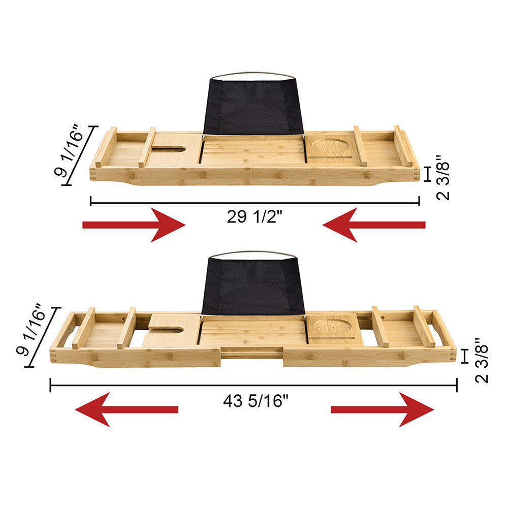 Yescom Bamboo Bathtub Caddy Tray with Extending Sides