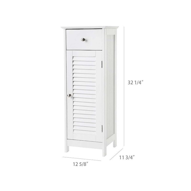 BreeBe White Narrow Floor Standing Cabinet for Bathroom