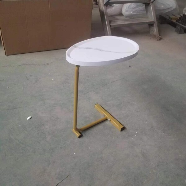 Oval Side Table Small Sofa Table with Metal Material and Steel Material and MDF End Table Living Room Center Table