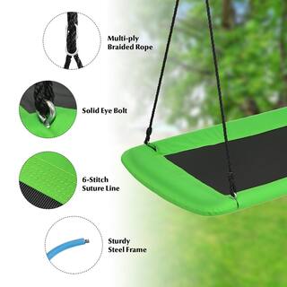 Gymax 60 in. Green Kids Giant Tree Rectangle Swing 700 lbs wAdjustable Hanging Ropes GYM07152