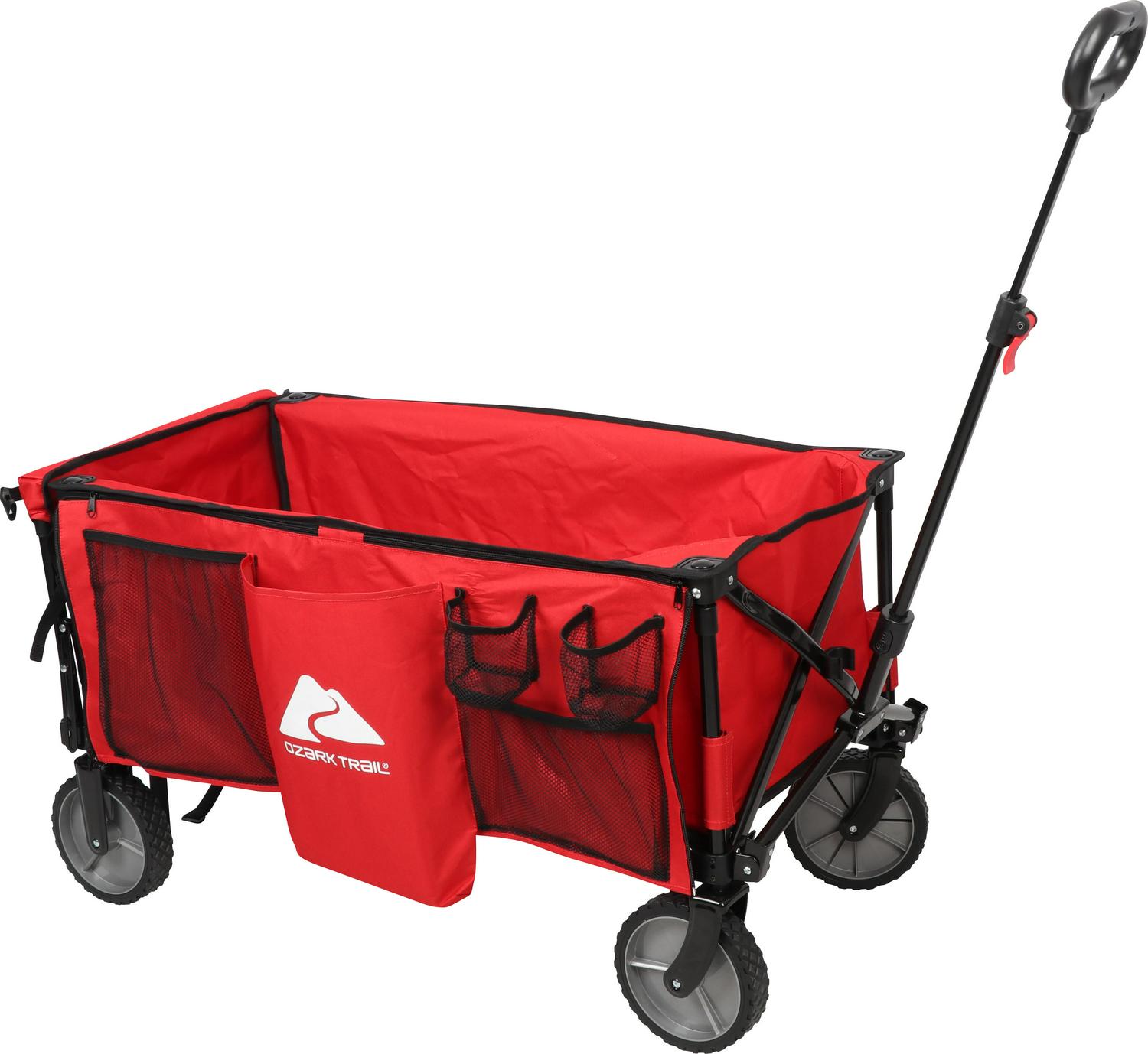 Ozark Trail Camping Utility Wagon with Tailgate and Extension Handle Red  Crowdfused