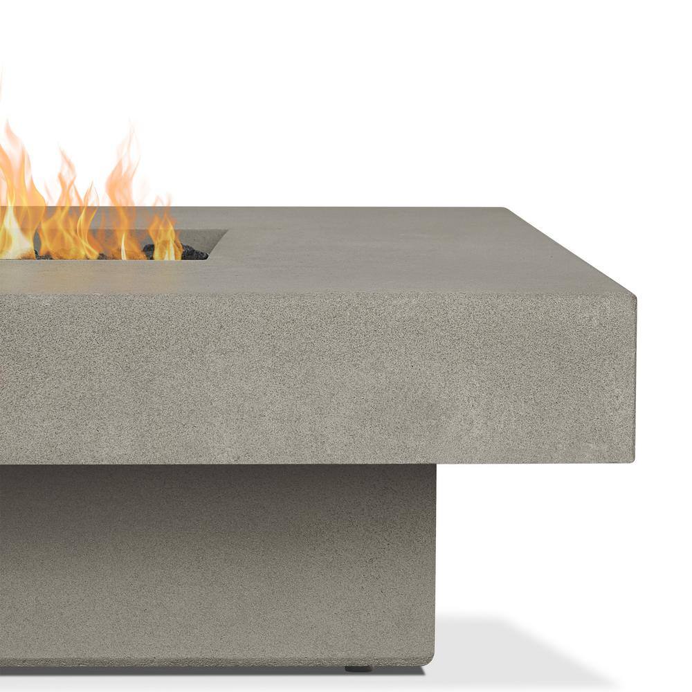 JENSEN CO Scarborough 72 in. W x 14 in. H Outdoor GFRC Liquid Propane Fire Pit in Flint with Lava Rocks 1582LP-FLNT