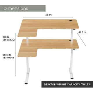 Hanover 55 in. W Tan and White Wood Standing Desk with Adjustable Height HSD0424-NAT