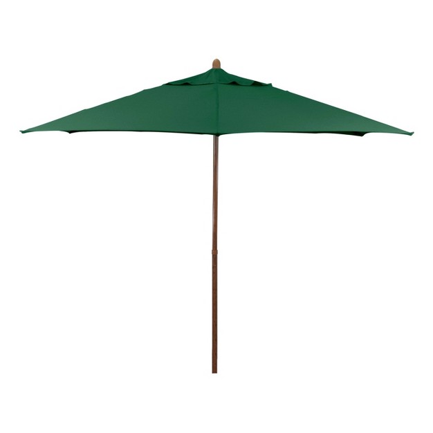 9 x27 X 9 x27 Round Wood Grain Steel Patio Umbrella Hunter Green Astella