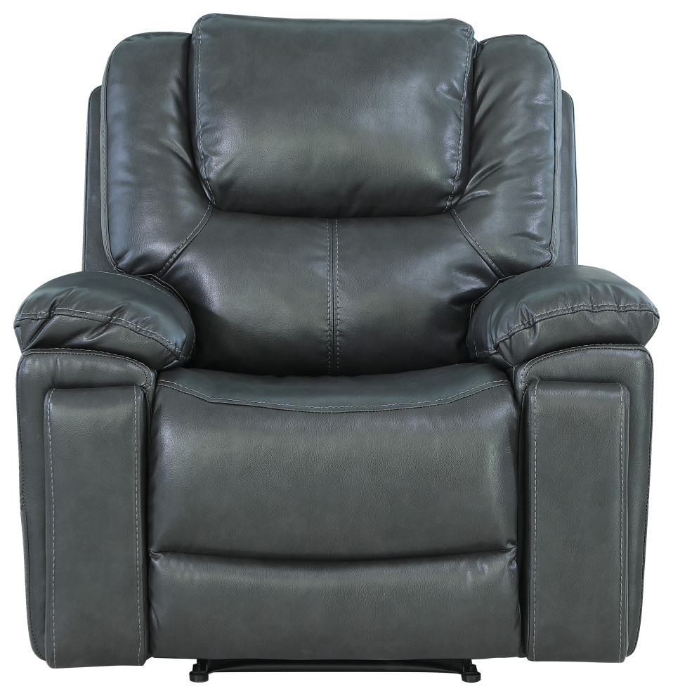 Aiden Leather Air Upholstered Reclining Chair With Fiber Back   Contemporary   Recliner Chairs   by Luxuriant Furniture  Houzz