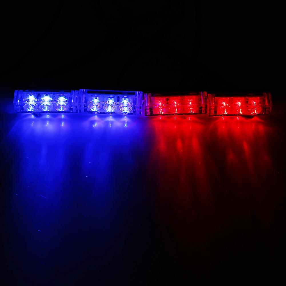 12v 4x3led Strobe Flash Light Emergency Warning Auto Police Strobe Beacon Lamp 3 Modes Red Blue