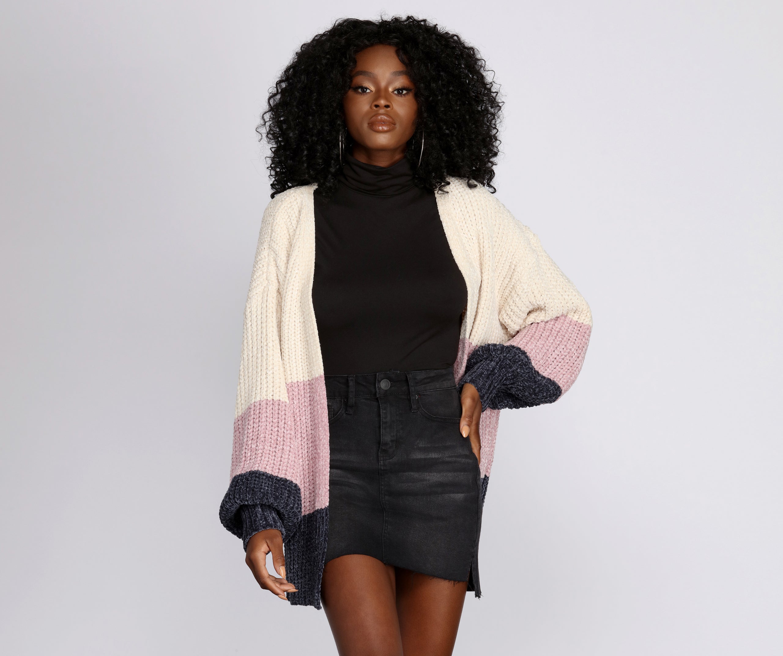 Colorblock Chenille Cardigan