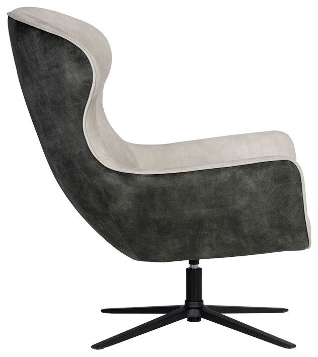 Weller Swivel Lounge Chair Nono Cream/Nono Dark Green  Cream   Midcentury   Armchairs And Accent Chairs   by Sunpan Modern Home  Houzz