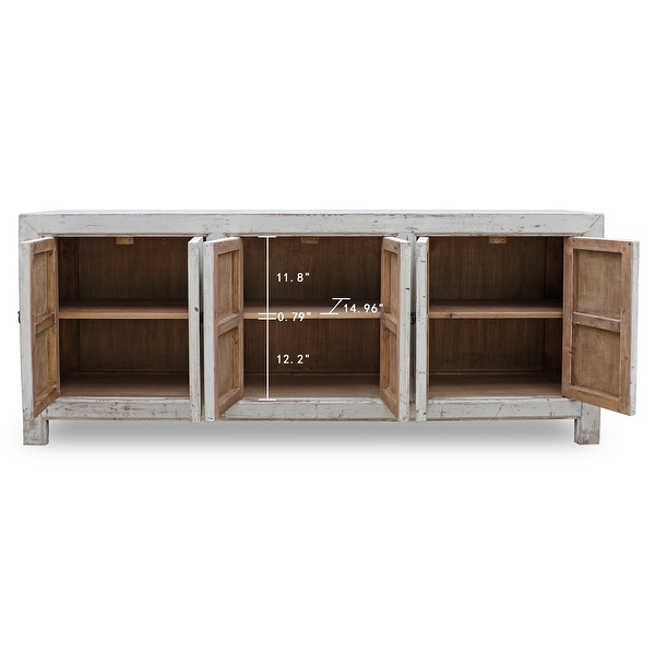 Artissance Tropea 6 Doors Sideboard， Distressed White 86.6x17.7x35.4H