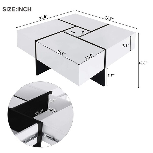 Coffee Table with 4 Hidden Storage Compartments