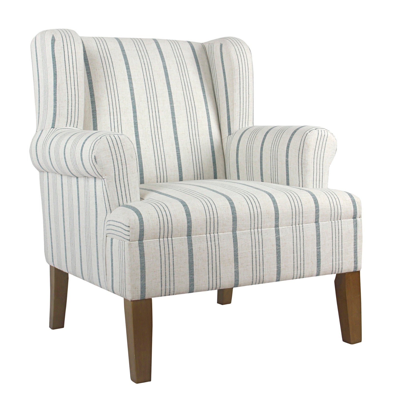 Fabric Upholstered Wooden Accent Chair with Wing Back， Multicolor