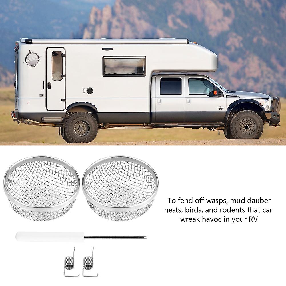 2pcs Stainless Steel Vent Bug Furnace Screen Cover For Camper Trailer Rv With Spring Fasteners