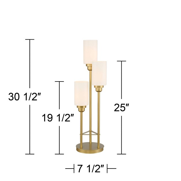 Tall Brass Metal 3 Light White Glass Shades For Bedroom Living Room Bedside Nightstand Office Kids