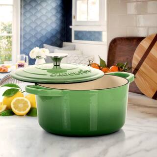 Crock-Pot Artisan 5 qt. Round Cast Iron Nonstick Dutch Oven in Pistachio Green with Lid 985113368M