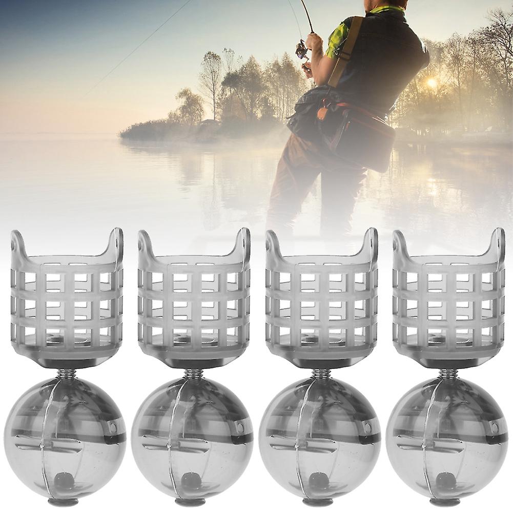 4pcs Pe Plastic Portable Fishing Feeder Lure Bait Cage Tackle Accessories With Weights