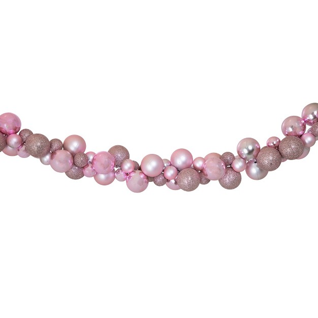 Northlight 6 x27 Pink 3 finish Shatterproof Ball Christmas Garland