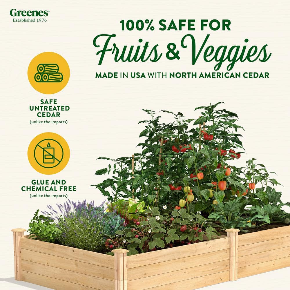 Greenes Fence 4 ft. x 8 ft. x 14 in. Original Cedar Raised Garden Bed RC12S28B