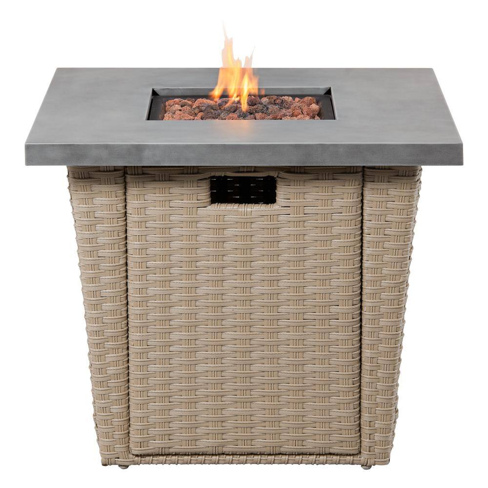 Hampton Bay Haymont 29.92 in. x 25 in. Square Steel Propane Gas Gray Fire Pit FHWS80105