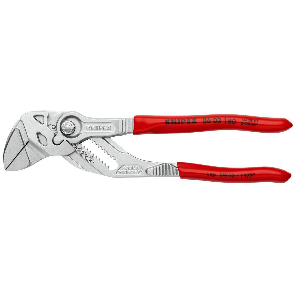 KNIPEX Heavy Duty Forged Steel 7-14 in. Pliers Wrench with Nickel Plating 86 03 180 SBA