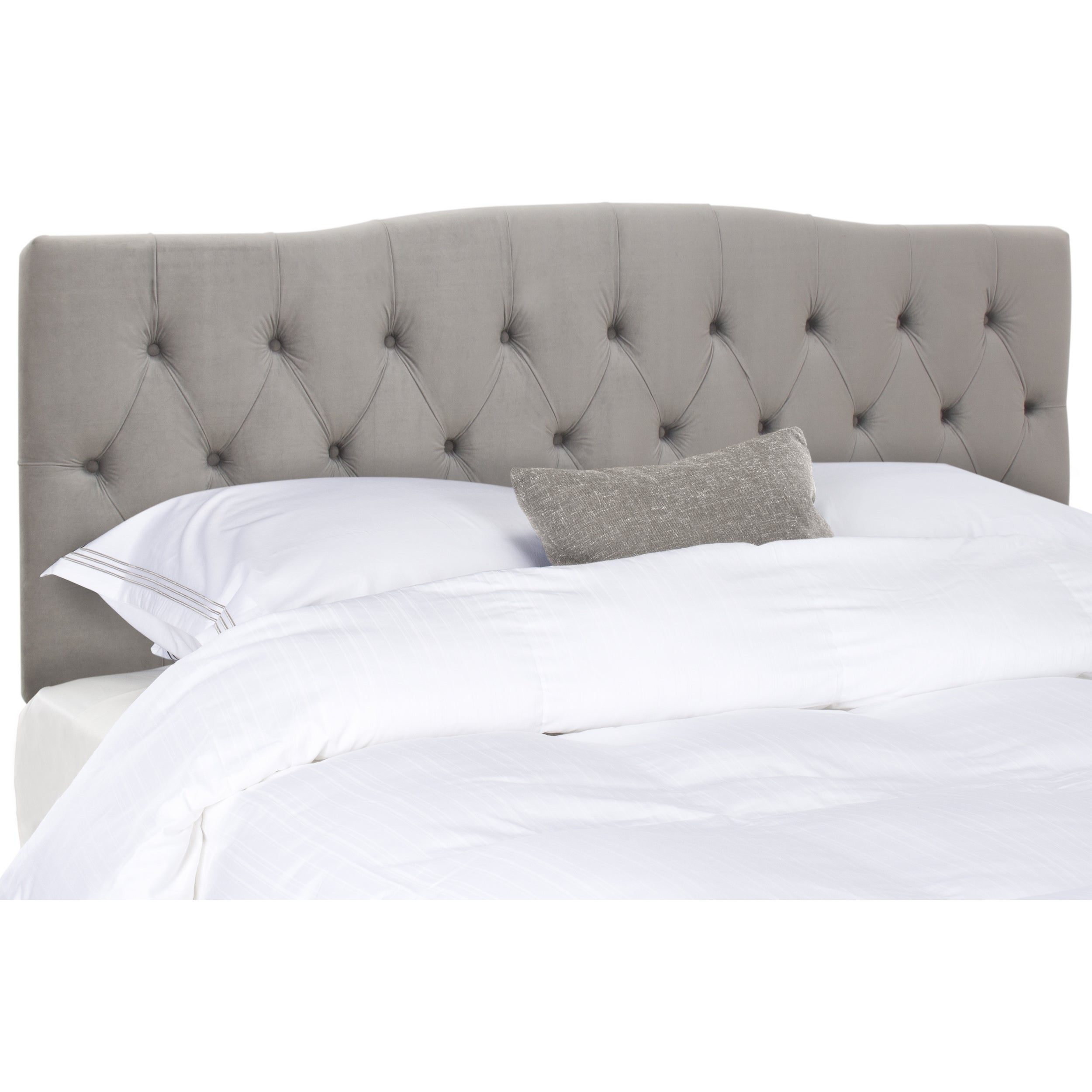 SAFAVIEH Axel Pewter Linen Upholstered Tufted Headboard (King) - - 11923943