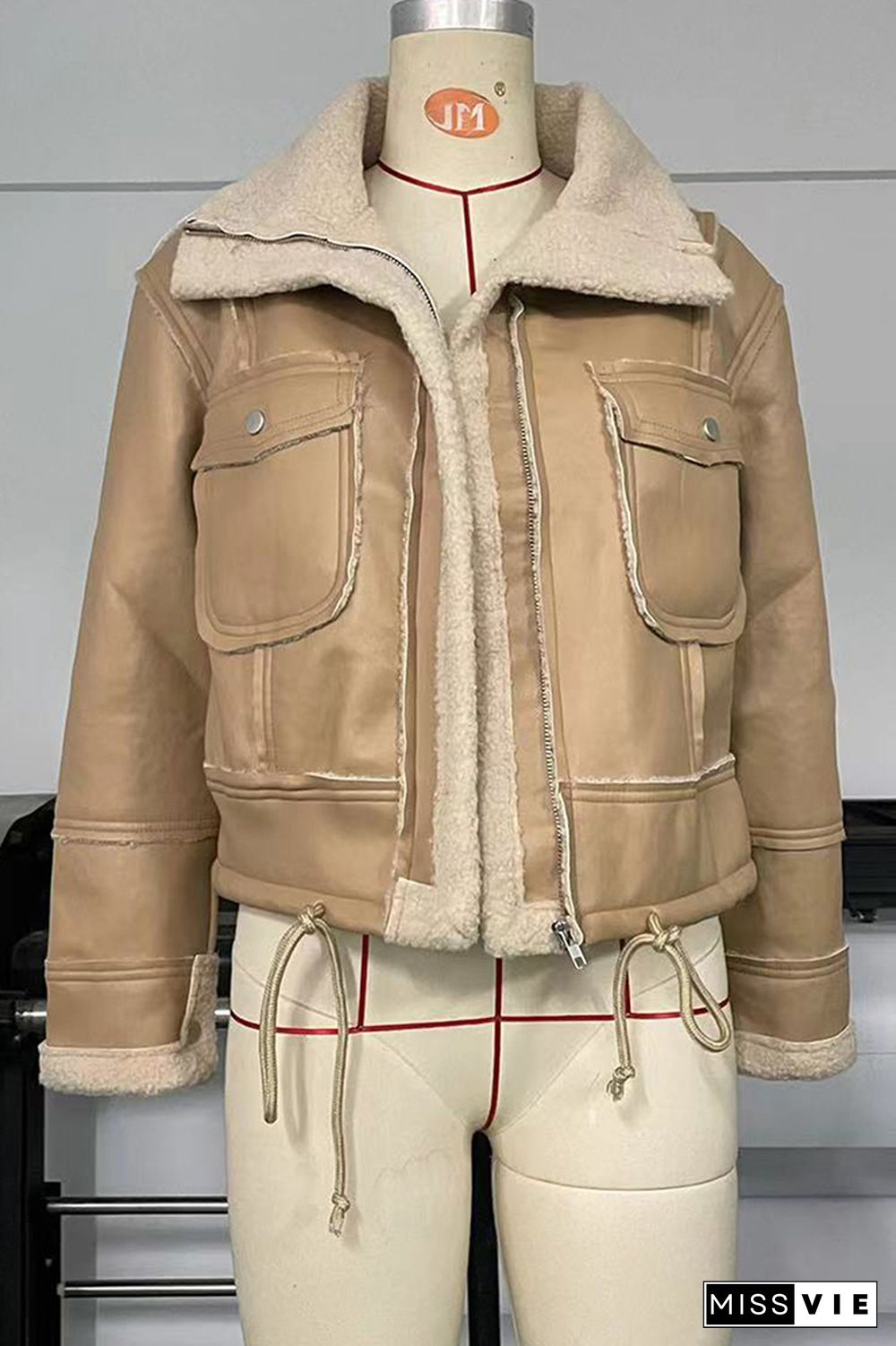 Sherpa SHort PU Zipper Jacket Coat