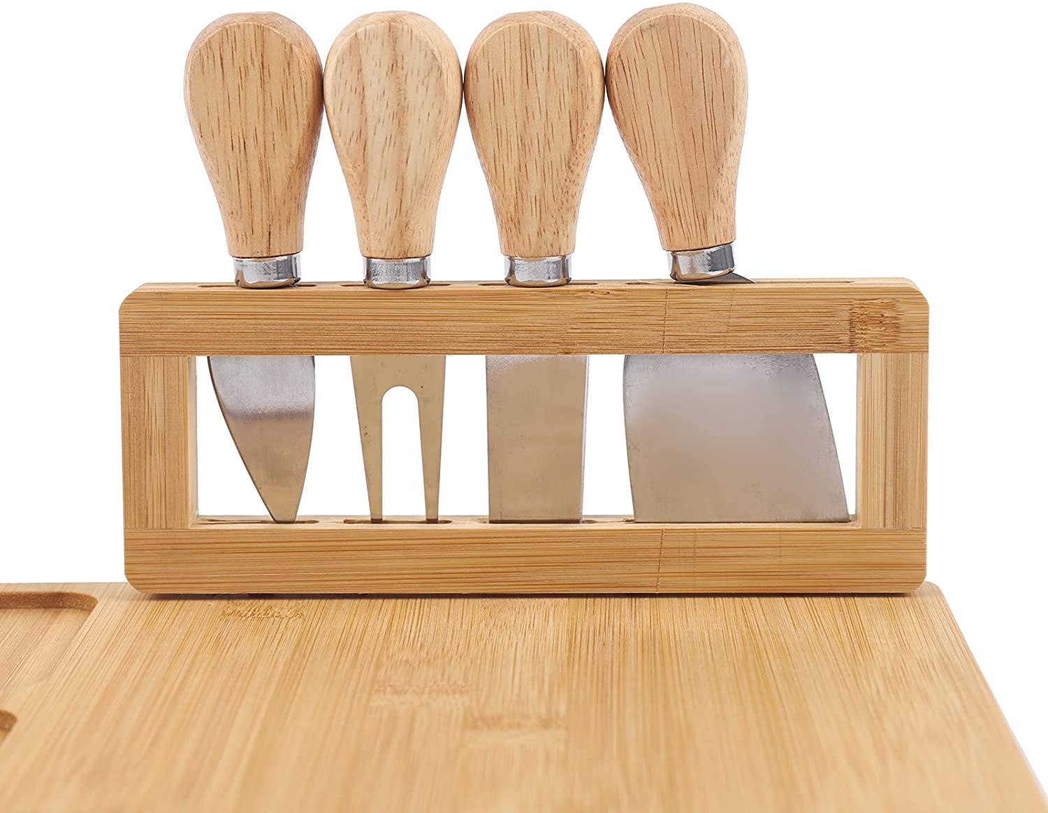 Fetcoi， Cheese Board and Knife Set Charcuterie Platter Cheese Knife Set Wooden Serving Plate