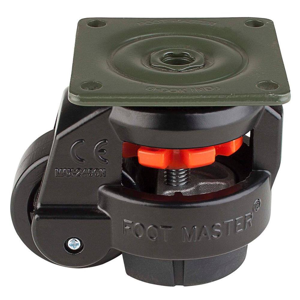 Foot Master GD Series 2 in. Nylon Swivel Flat Black Plate Mounted Leveling Caster with 615 lb. Load Rating GD-60F-BLK