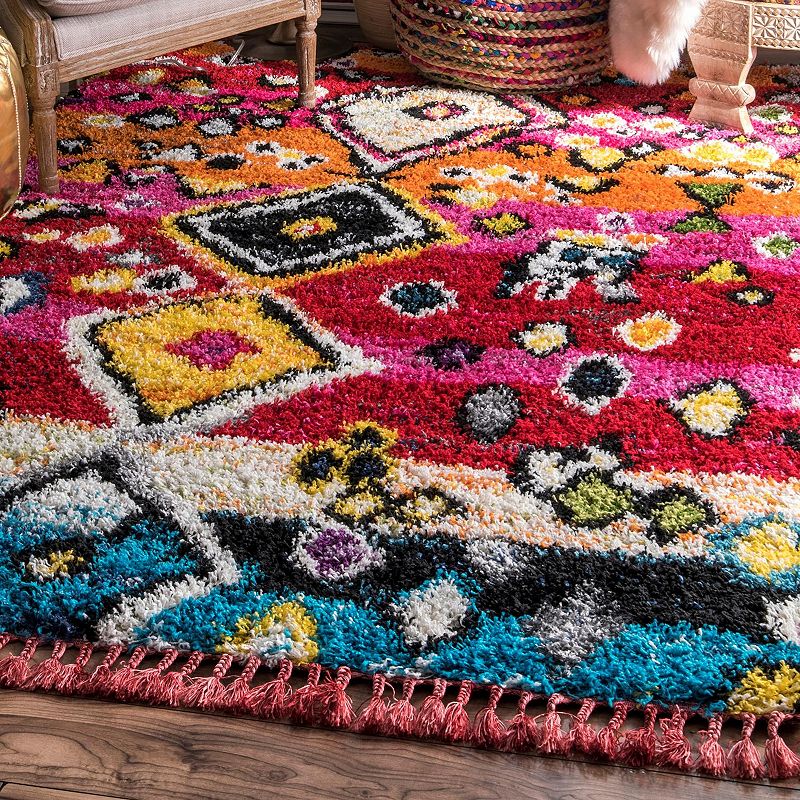 nuLOOM Alane Geometric Tassel Shag Rug