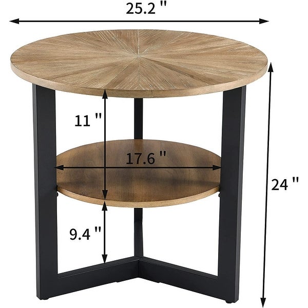 Round Large End Table with Storage Shelf - 25'2