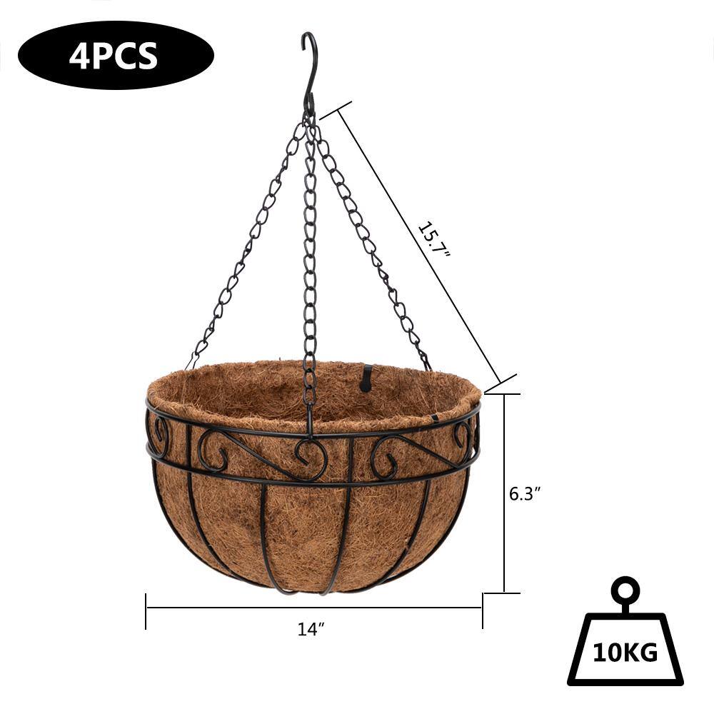 Winado Coconut 14 in. Iron Hanging Basket 641437885190