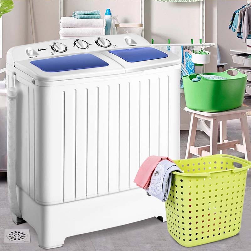 17.6 LBS Portable Washing Machine, Twin Tub Spin Top Load Washer Dryer Combo for RV Dorm Apartment