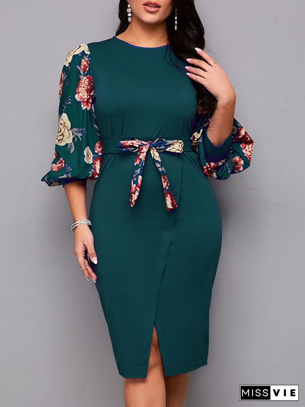 Plus Size Women's Dress Elegant Lantern Sleeve Evening Party Dress Black Green Bodycon Dress Club Outfits 3XL 4XL 5XL