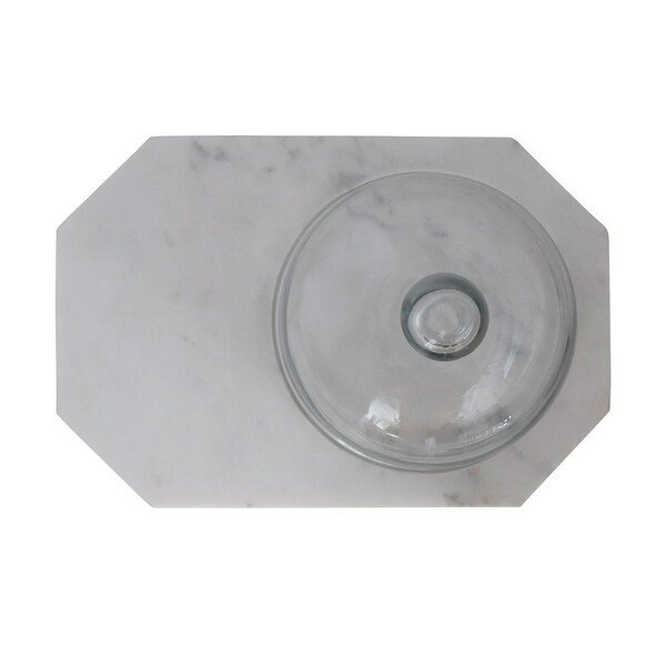 White Marble Serving Tray with Glass Cloche