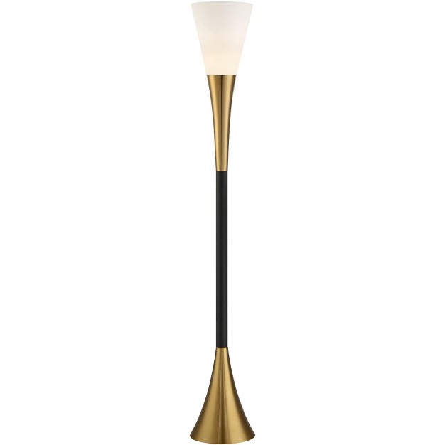 Tall Black Brass Metal Frosted White Glass Shade For Living Room Bedroom Office House