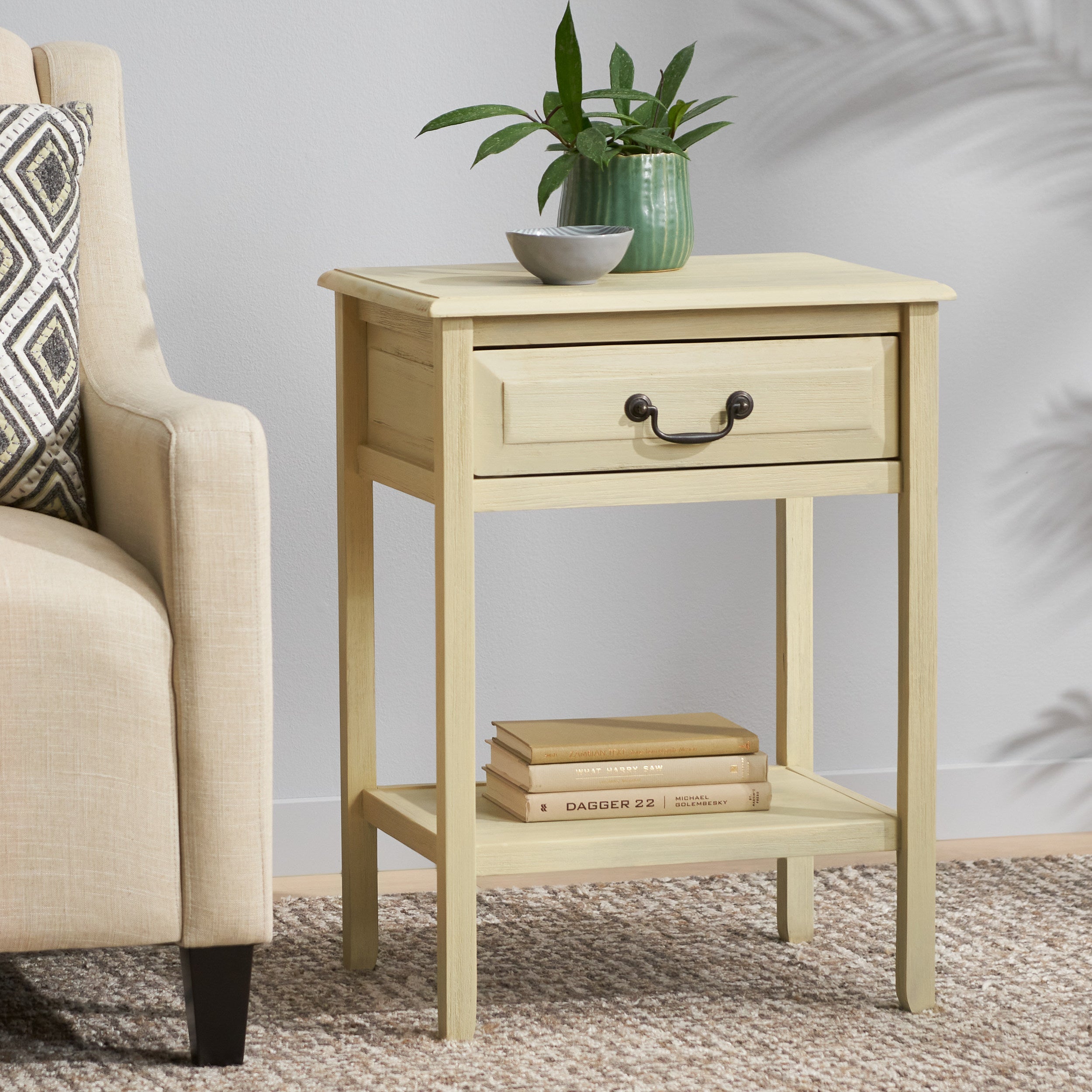 Noah Weathered Wood Top Drawer Accent Table