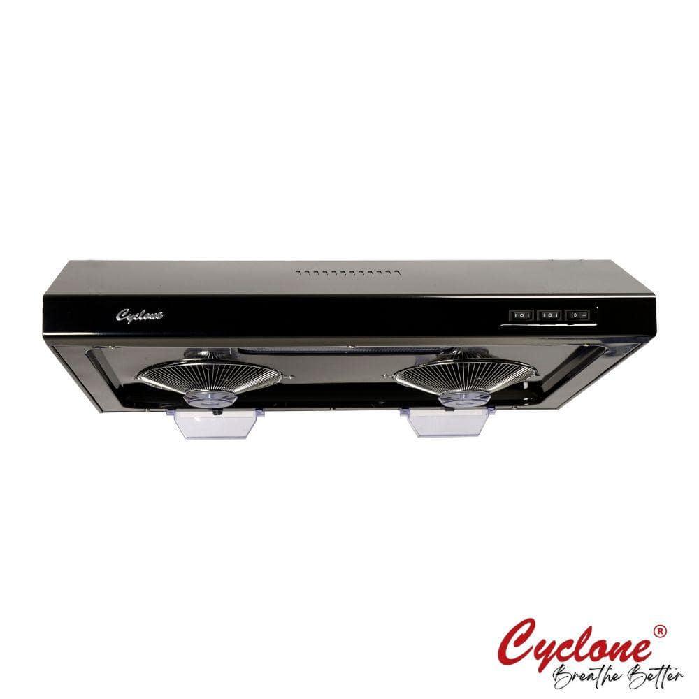 Cyclone 680 CFM RoundRectangular Duct Opening 30 in Under Cabinet Range Hood Filterless Technology Easy Clean Black