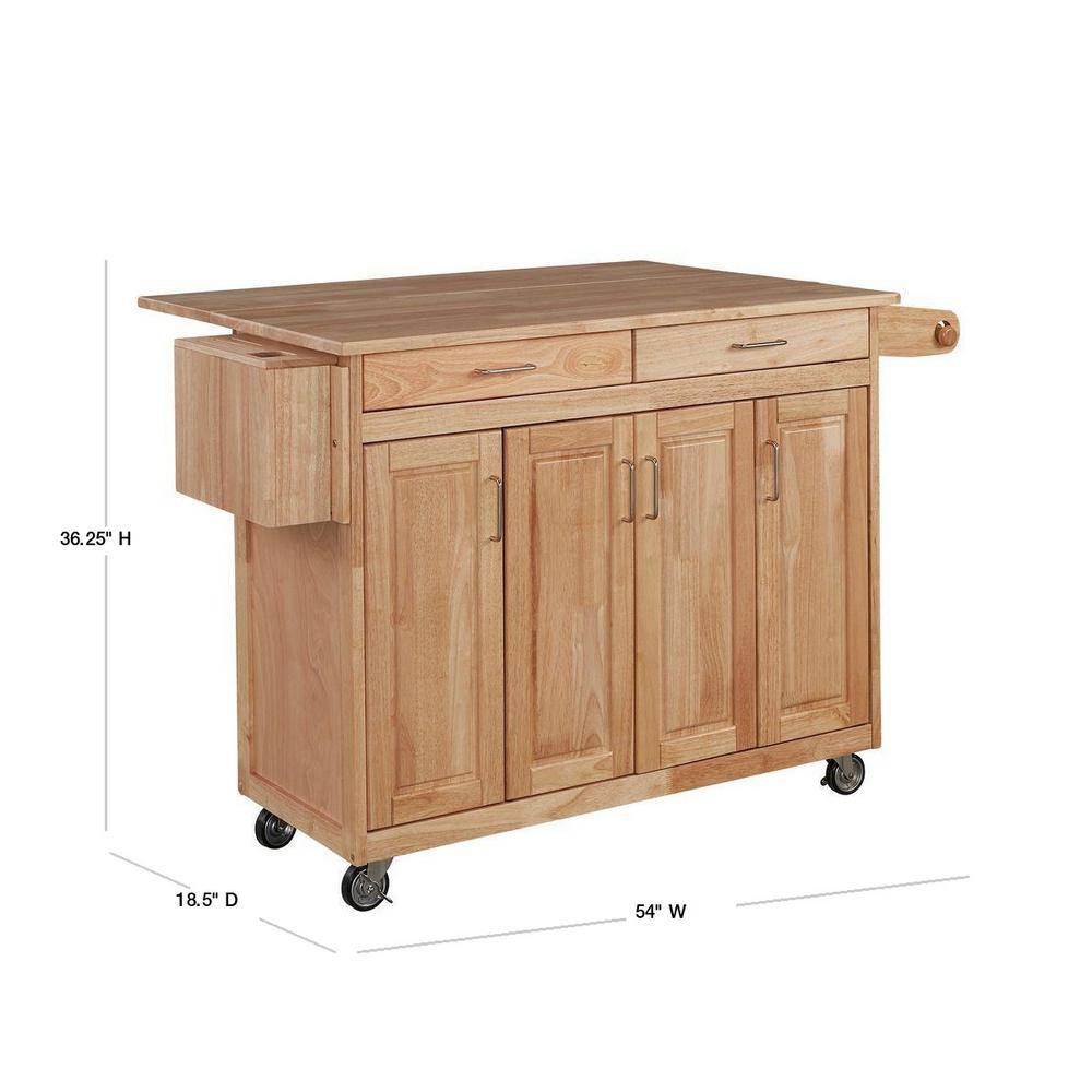 HOMESTYLES Natural Wood Kitchen Cart with Breakfast Bar 5023-95