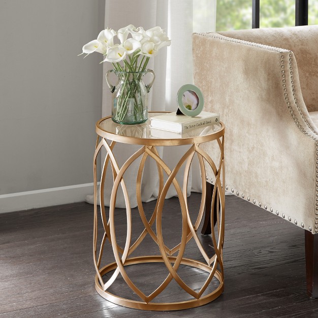 Gaige Metal Eyelet Accent Table Gold glass