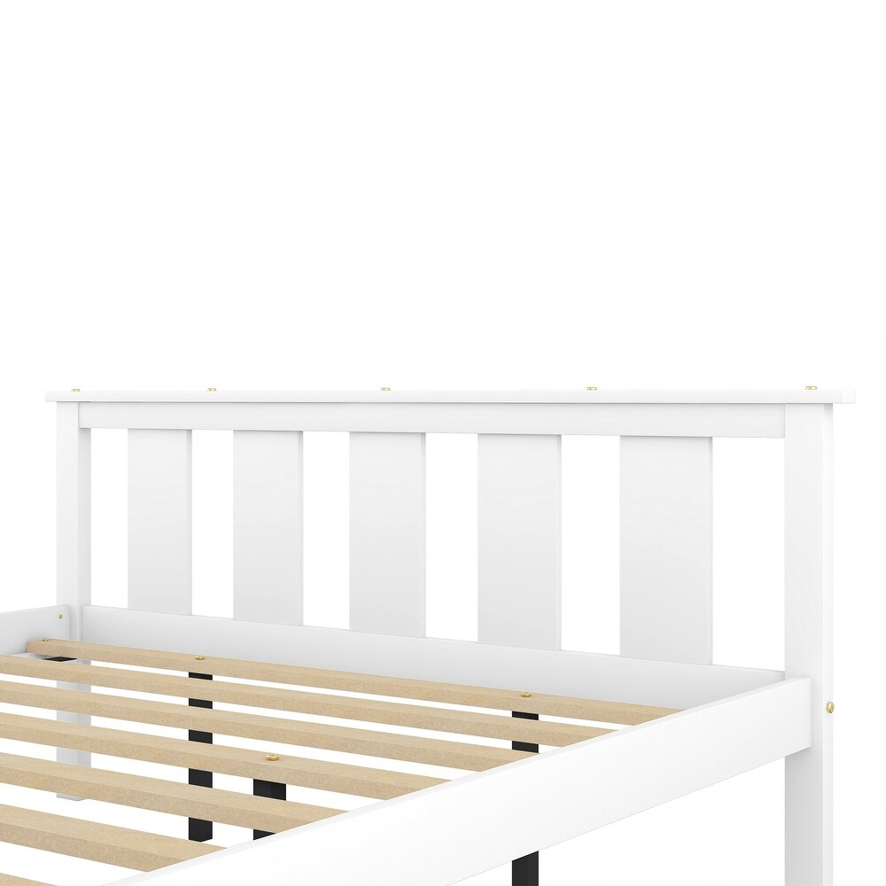 Wood Platform Bed Queen Size Bed Frame with Headboard