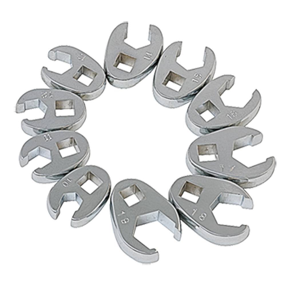 SUNEX TOOLS 38 in. Drive Metric Crowfoot Flare Nut Wrench Set (10-Piece) 9710M