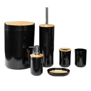 Home-Complete 6-Piece Bathroom Accessories Set Complete Set in Black ST-BATH1-BLK