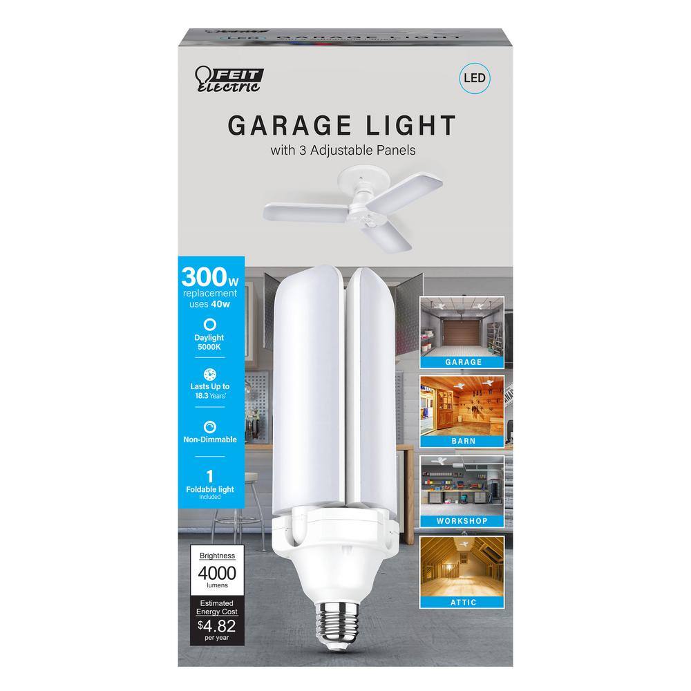 Feit Electric 300-Watt Equivalent Indoor Garage 3-Panel Foldable LED Light Bulb 5000K Daylight (1-Bulb) ADJ40005KLED