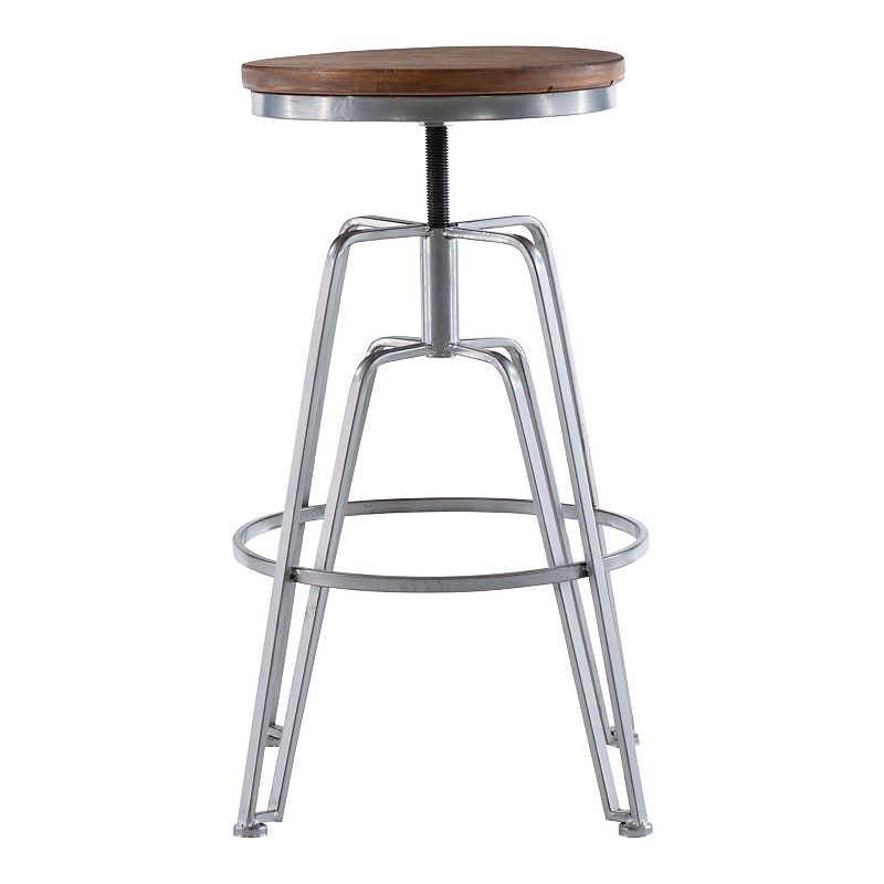 Linon Wood and Metal Industrial Adjustable Stool