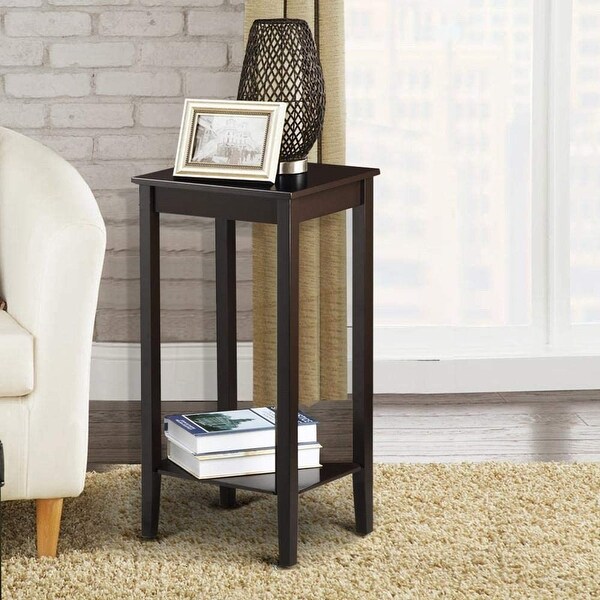 End Table， 2-Tier Nightstand with Shelf， Narrow Side Table for Small Space in Living Room， Bedroom and Balcony