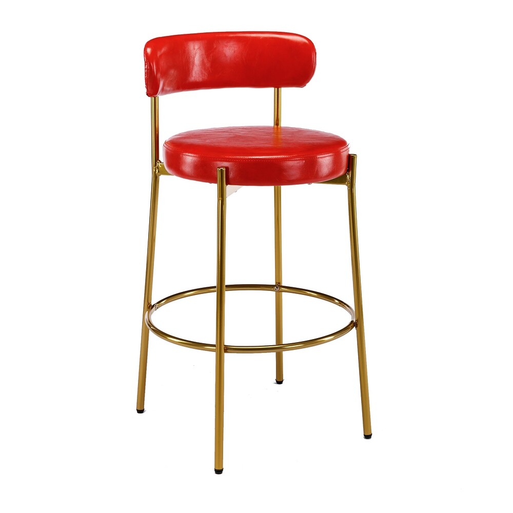 2 industrial armless bar stools with backrest and footstool