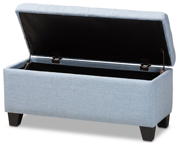 Baxton Studio Fera Tufted Fabric Ottoman with Storage in Light Blue   Transitional   Footstools And Ottomans   by HedgeApple  Houzz