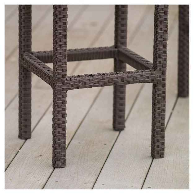 Milton Set Of 2 Wicker Patio Backless Barstool Brown Christopher Knight Home